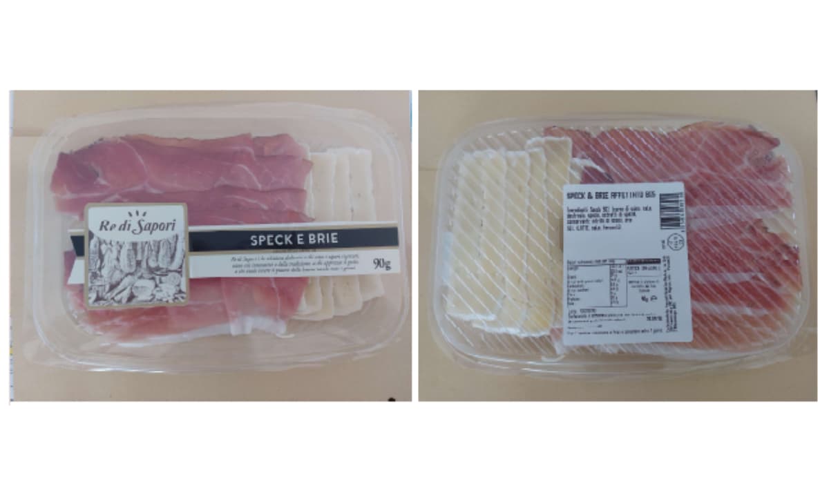 Confezioni in atmosfera protettiva di speck e brie a marchio Re dei Sapori ritirate dai negozi Migross.