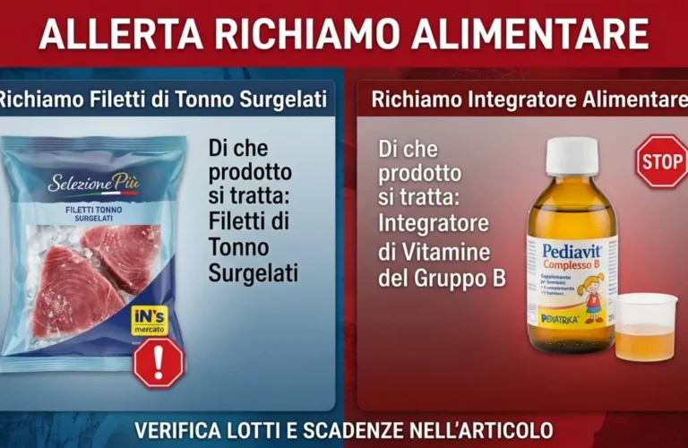 Richiamo alimentare filetti di tonno IN's Mercato e integratore Pediavit