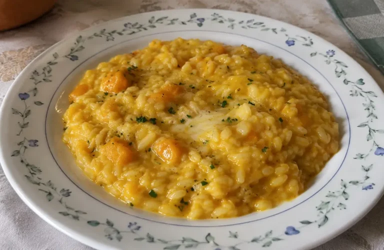 Risotto zucca e taleggio cremoso con cubetti di zucca