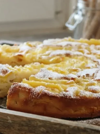 Torta di mele alla crema con decorazione a spirale