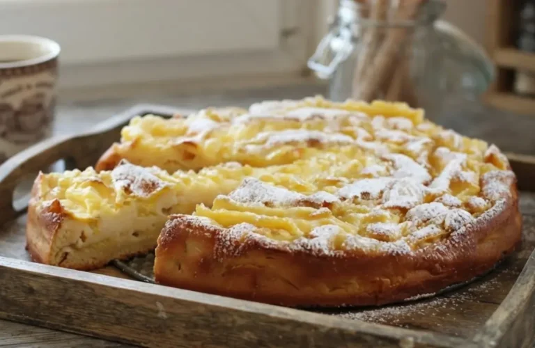 Torta di mele alla crema con decorazione a spirale
